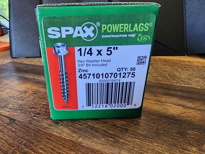 1/4 x 5 in. SPAX Hex Head Interior Lag, Zinc, Hex - Qty:50