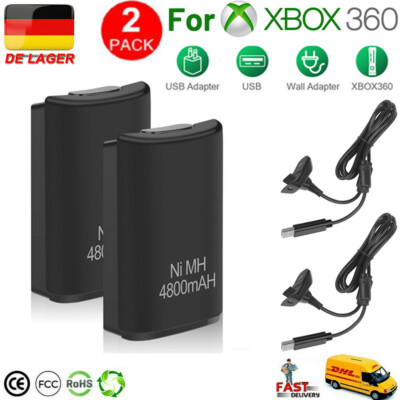 2x4800mAh Akku Pack für Xbox 360 Ladestation Wireless Controller With USB Kabel