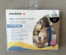 Medela Easy Expressions Bustier Bra Sz Large Hands Free Pumping Nursing Beige