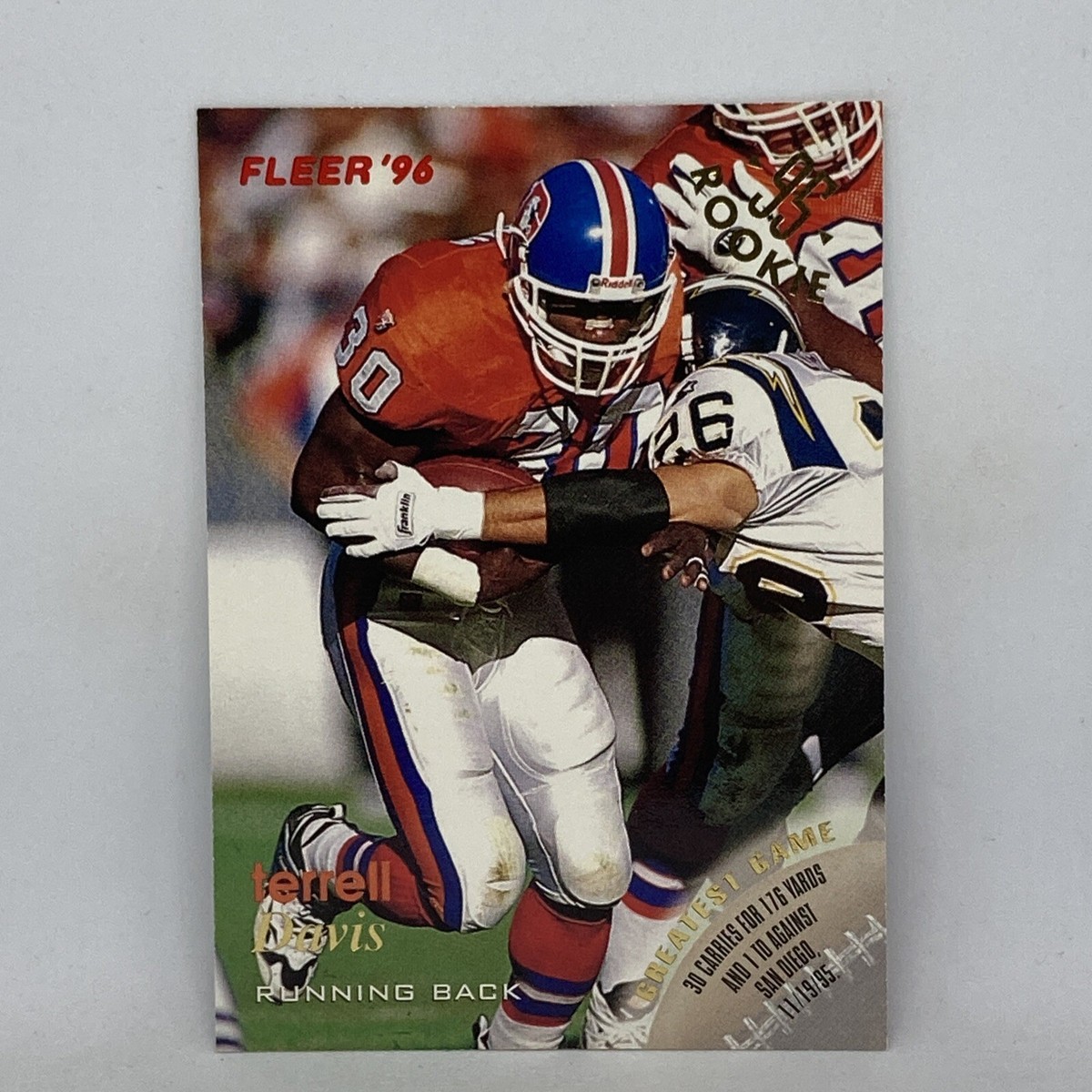 Terrell Davis Rookie Insert 1996 Fleer Football Card #39 Mint