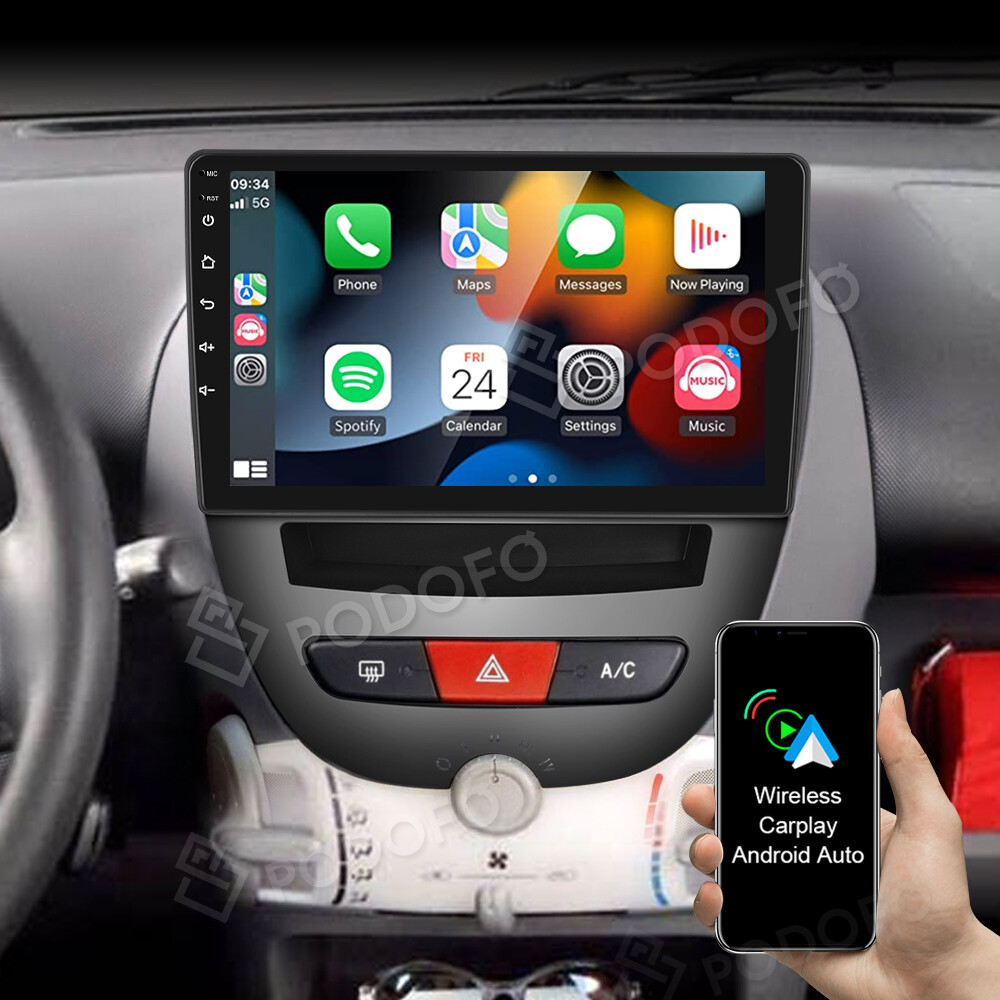 Dubbel Din Radio Navigatie voor Peugeot 107/Toyota Aygo,Citroen C1 2005-2014 Plug En Play Auto Stereo Bluetooth FM Radio, ingebouwde Bluetooth 4.0 & WIFI Hotspot GPS Navigatie/CarPlay Met Omkeren C