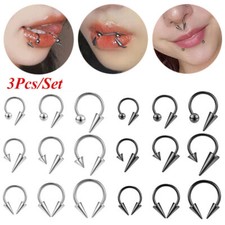 3 Pcs/lot 16g Stainless Steel Septum Rings Spike Cone Ear Lip Piercing Jewelry