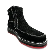 The Western Shops Men's Square Toe Leather Double Zipper Cowboy Petatillo Boot