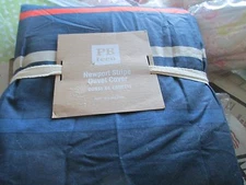 Pottery Barn Teen Newport Stripe  twin duvet  + one euro sham New