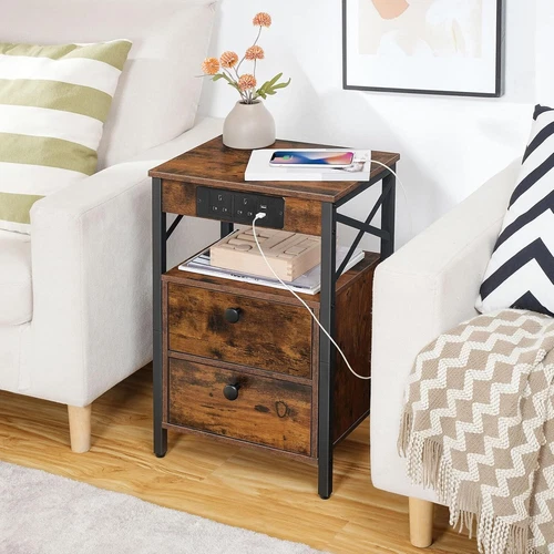 HOOBRO Side Table Coffee Table End Table NightStand Bedside Table with 2 Drawers - Picture 7 of 36