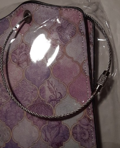 Luggage Tag Leather Pink , Purple And White Colors Bohemian Pattern 2 Tag Pack - Picture 8 of 9