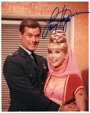 Larry Hagman Signed Autograph 8x10 Photo - I Dream of Jeannie w/ Barbara Eden