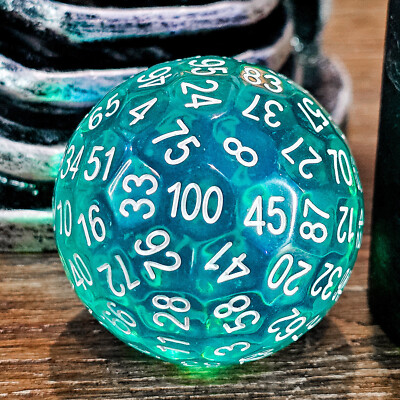 Green Transparent D100 DND Dice 100 Sided Polyhedral Die  Dungeons & Dragons RPG