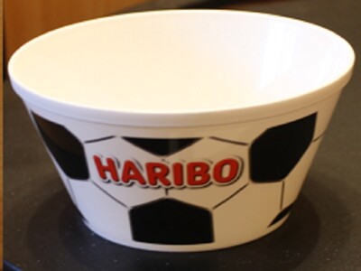 RAR!!! HARIBO SNACK GUMMIBÄREN SCHALE MIT FUSSBALL MOTIV