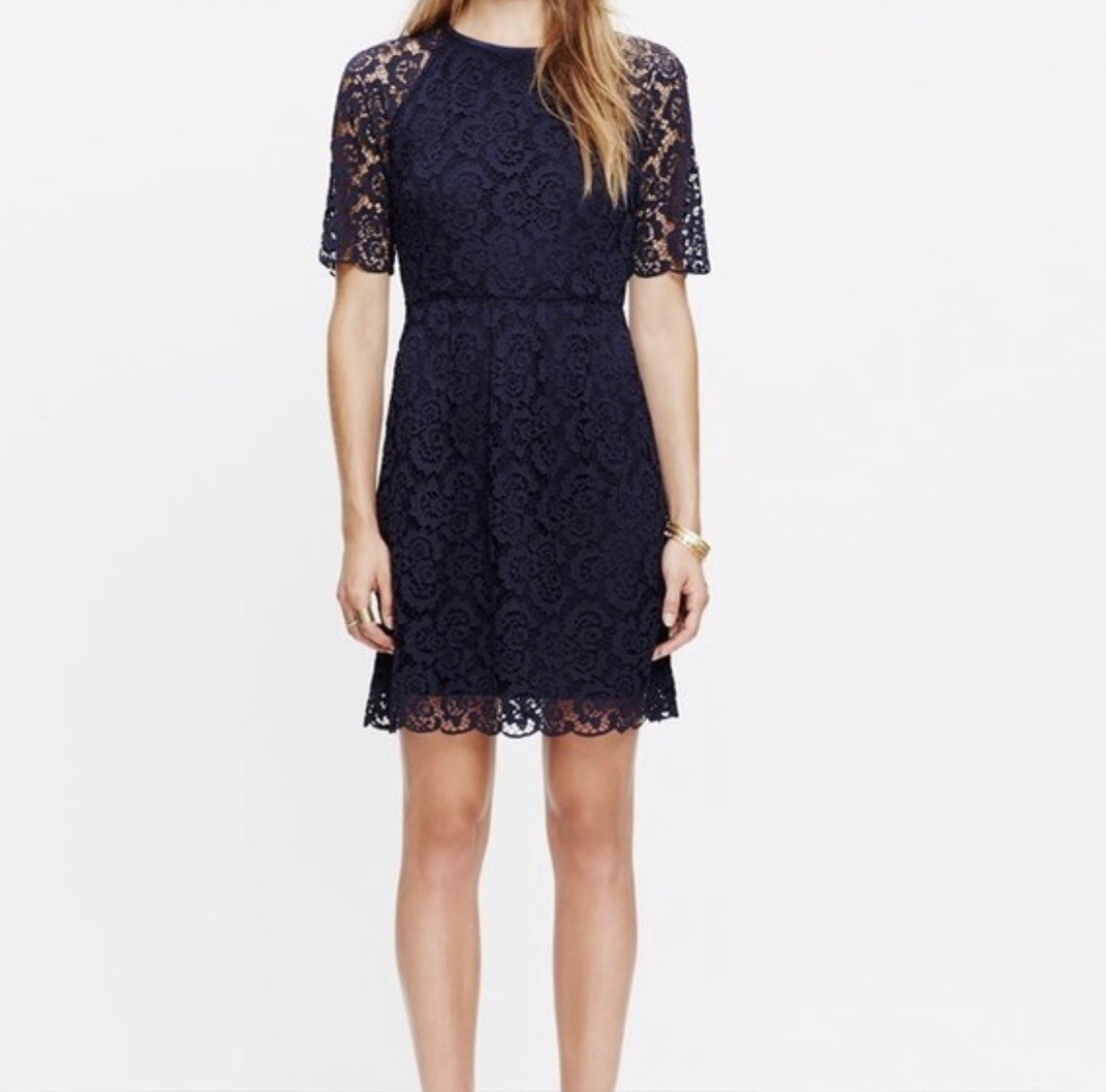 Women's Size 2 Madewell Navy Blue Magnolia Lace A-line Dress | eBay