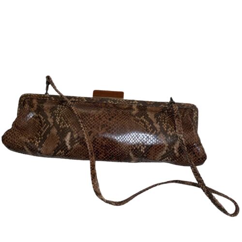Stuart Weitzman Vntg Snakeskin Clutch Shoulder Envelope Bag Bakelite Clasp - Picture 4 of 18