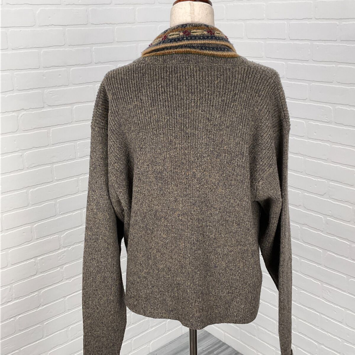 Woolrich Cardigan Womens Medium Gray Red Bordeaux Wool Nylon Woolrich Cardigan Womens Medium Gray Red Bordeaux Wool Nylon