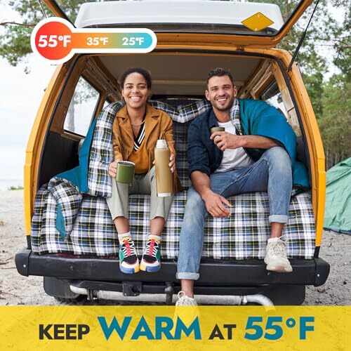 Flannel Double Sleeping Bag for Adults with 2 Queen Size (86.6in*59in