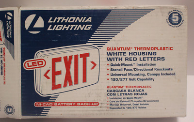 NEW LED EXIT Sign by Lithonia Lighting Quantum Thermoplastic w/ Red Letters