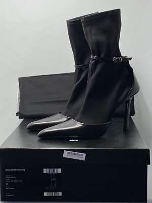 【関税込み】Alexander Wang グレー Viola デニムブーツ Alexander Wang Viola 65 Logo Zip Bootie Leather Stiletto