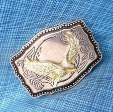 Classic Western Eagle Belt Buckle Cowboy Cowgirl Gambler Patriot Vtg 80s .DBD859