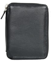 Men's Metal Zip-around Black Soft Genuine Leather Wallet Zipper-around Men's Metal Zip-around Black Soft Genuine Leather Wallet Zipper-around