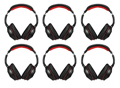 6x AUSDOM M04S NFC Wireless Bluetooth 4.0 Headphones Built-in Mic Black-Red