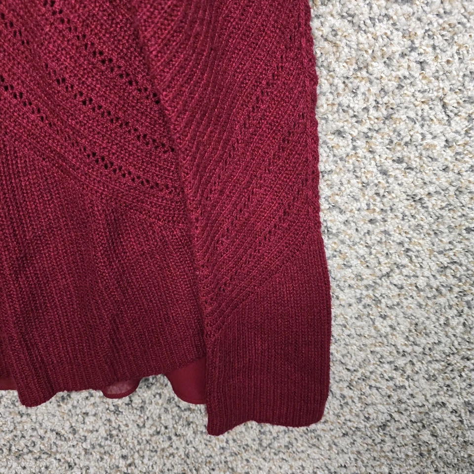 Suéter Lucky Brand Para Mujer Mediano Borgoña Tejido Forrado Cuello Redondo Informal Foto 2 de 4