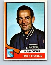 VINTAGE HOCKEY CARD OPC 1974 NEW YORK RANGERS COACH EMILE CAT FRANCIS NO1263