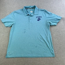 Champion Vapor Shirt Mens Large USMC Blue Polo Short Sleeve Collared Casual