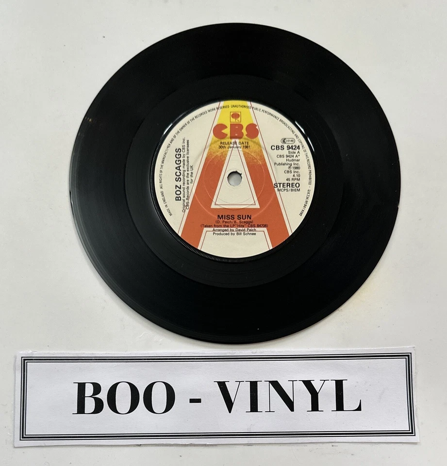 PROMO - Miss Sun Boz Scaggs 7" vinyl single record UK CBS9424 CBS 1981 VG+ - Image 2 of 4