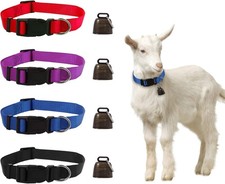 4 Pack Goat Collars with Bell Adjustable Nylon Collar and Grazing 4-colored