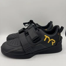 TYR L-2 Lifter Shoes Mens Size 10 Black Gold Weightlifting Gym Sneakers
