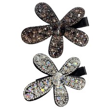 2pcs Flower Sparkling Rhinestone Hair Clips Duckbill Hairpins for Women Girls