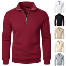 Men's Quarter Zip Up Pullover Slim Fit Lightweight Mock Neck Long Sleeve Sweater