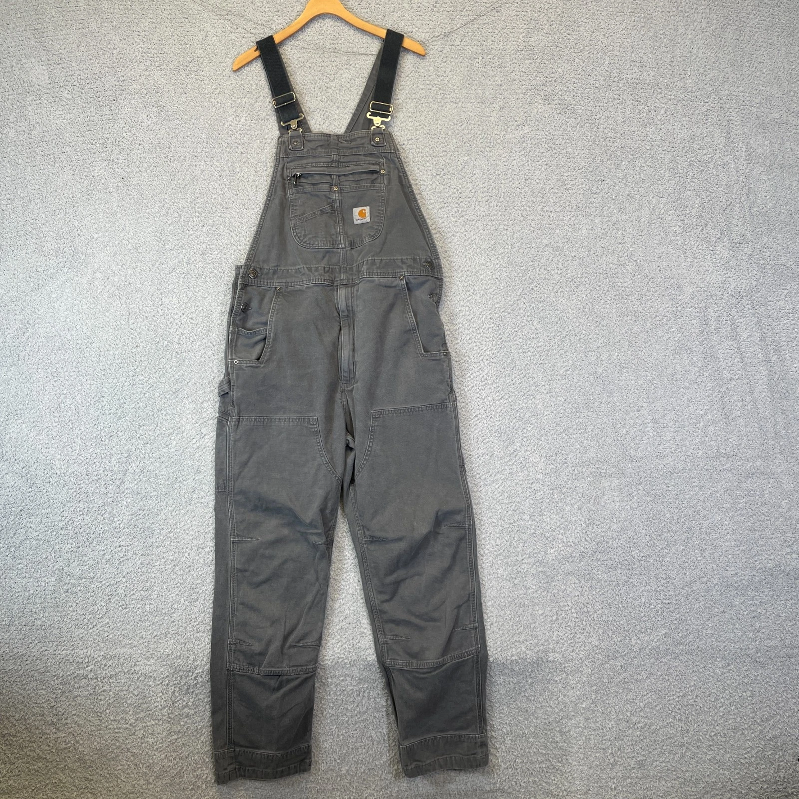 Carhartt Double Knee Bib Overalls Men's 36x32 Gray Canvas Rigby Relaxed
Opens in a new window or tab
