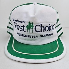 Vintage USA MADE 3 Stripe Weyerhaeuser Westminster Trucker Hat Snapback Cap