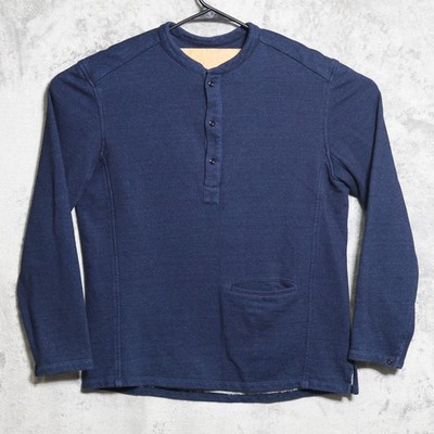 Freemans Sporting Club Sweater Mens Large Blue Henley Cotton Heavy Shirt USA