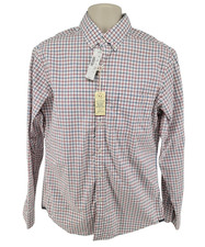 J.Crew Slim M Secret Wash Shirt NEW Red Blue Plaid 2-Ply 100 Cotton