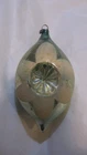 Vintage Christmas German Mercury Glass Double Indent Teardrop Ornament Mica Snow
