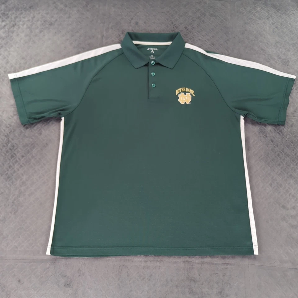 Notre Dame Fighting Irish Polo Shirt Green Antigua Short Sleeve Men XL - Image 2 of 4