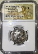 312-281 BC Seleucid Kingdom Seleucus I AR Tetradrachm NGC F (004)