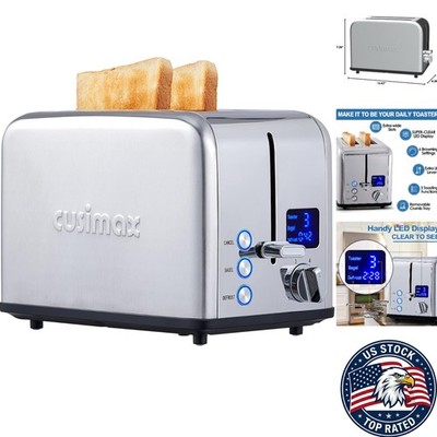 Elegant Stainless Steel 2 Slice Toaster with LED Display & 6 Browning Settings