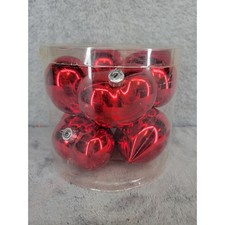 Celebrate It Valentine's Day Plastic Heart Ornaments Red Shiny Set of 8 Plastic