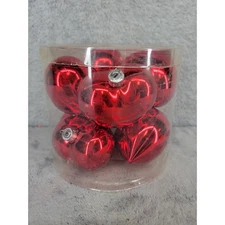 Celebrate It Valentine's Day Plastic Heart Ornaments Red Shiny Set of 8 Plastic