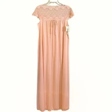 Val Mode Vintage Pink Lace Trim Sleeveless Maxi Nightgown Dress Small deadstock