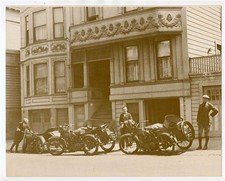 Sepia Tone Modern Copy 8 x 10 Photo of 3 Motorcycles with Sidecars.