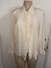 Tess Vintage Silk Button Down Top Size M Ruffles