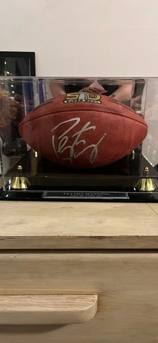 Peyton Manning Autographed Super Bowl 50 Football JSA with Display Case