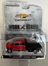1:64 Greenlight 2018 Red Chevy Silverado 3500HD Work Series Dually Flatbed