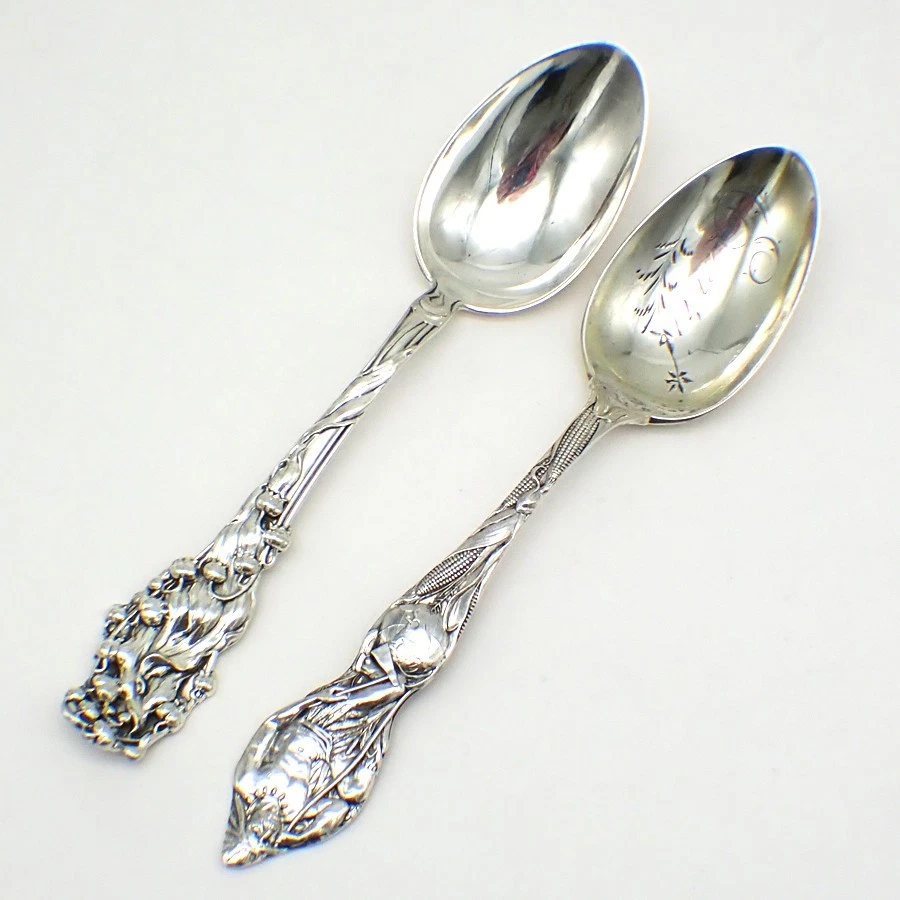 Lily of the Valley Antique US Sterling Silver Souvenir Spoons for