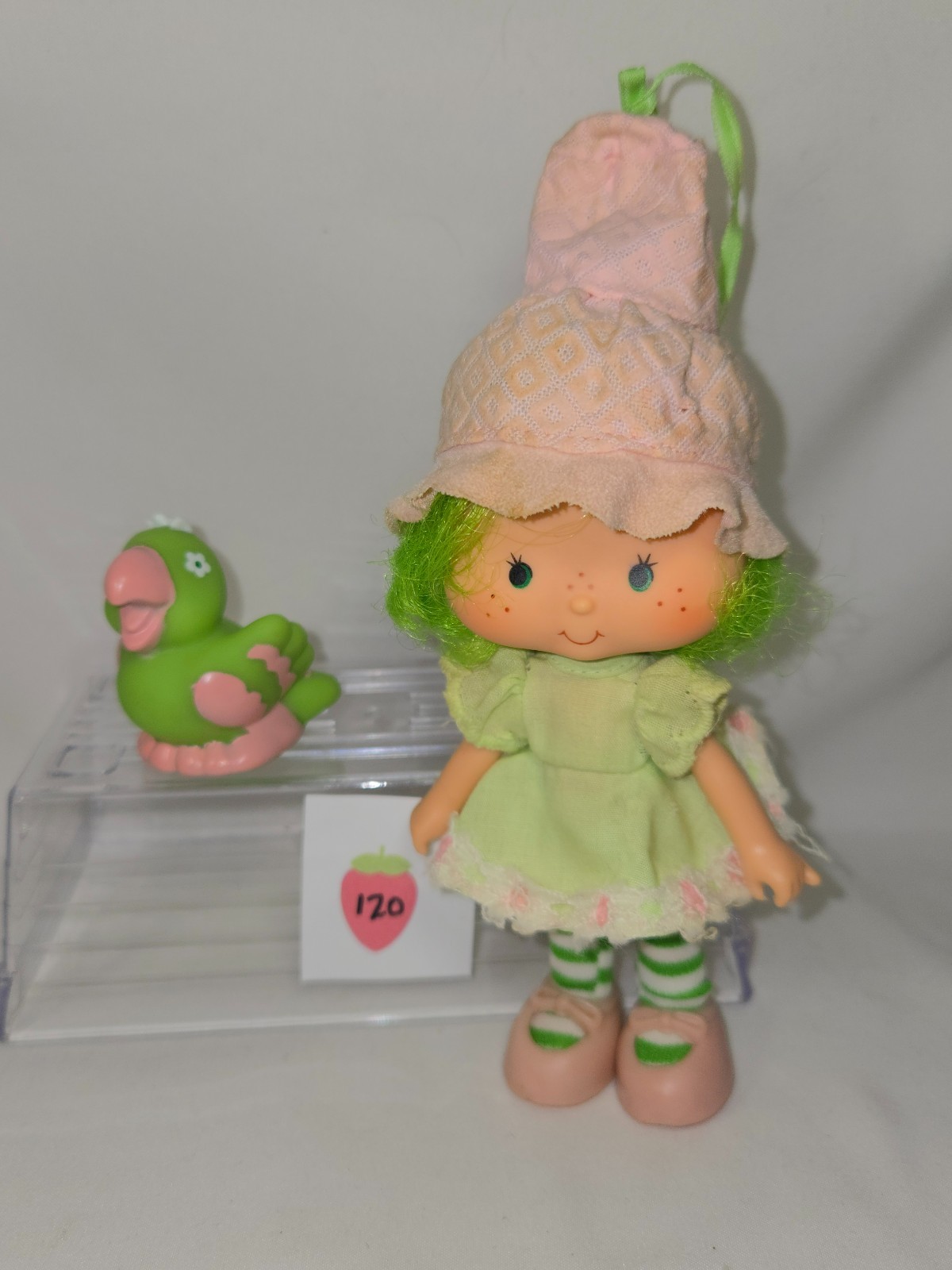Vintage 1980s Kenner Strawberry Shortcake Doll Lime Chiffon & Pet-Parfait Parrot