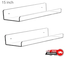 Acrylic Floating Wall Ledge Clear Bathroom Storage Shelve Display,Acrylic 15"