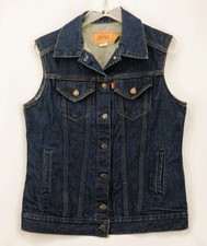Vintage Levi's 76588-0214 Women's Indigo Denim Jean Trucker Vest Size Medium