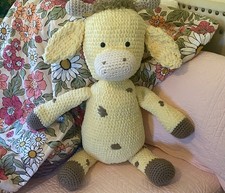Huge 32" Handmade Crochet Giraffe Plushie Chenille Amigurumi Stuffed Animal